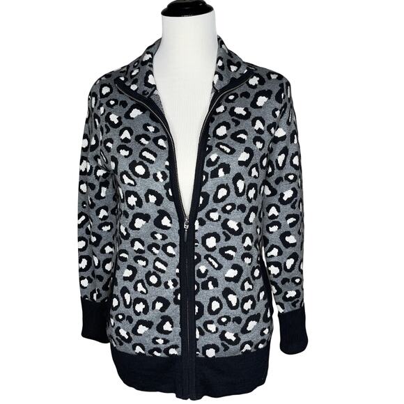 Rachel Zoe Leopard Front Zip Cardigan Sz Small NWT!!